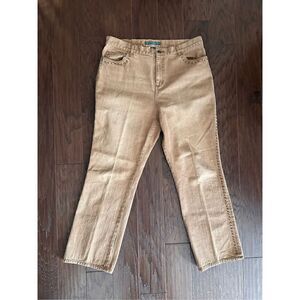Lauren Ralph Lauren Tan Gold Studded Jeans